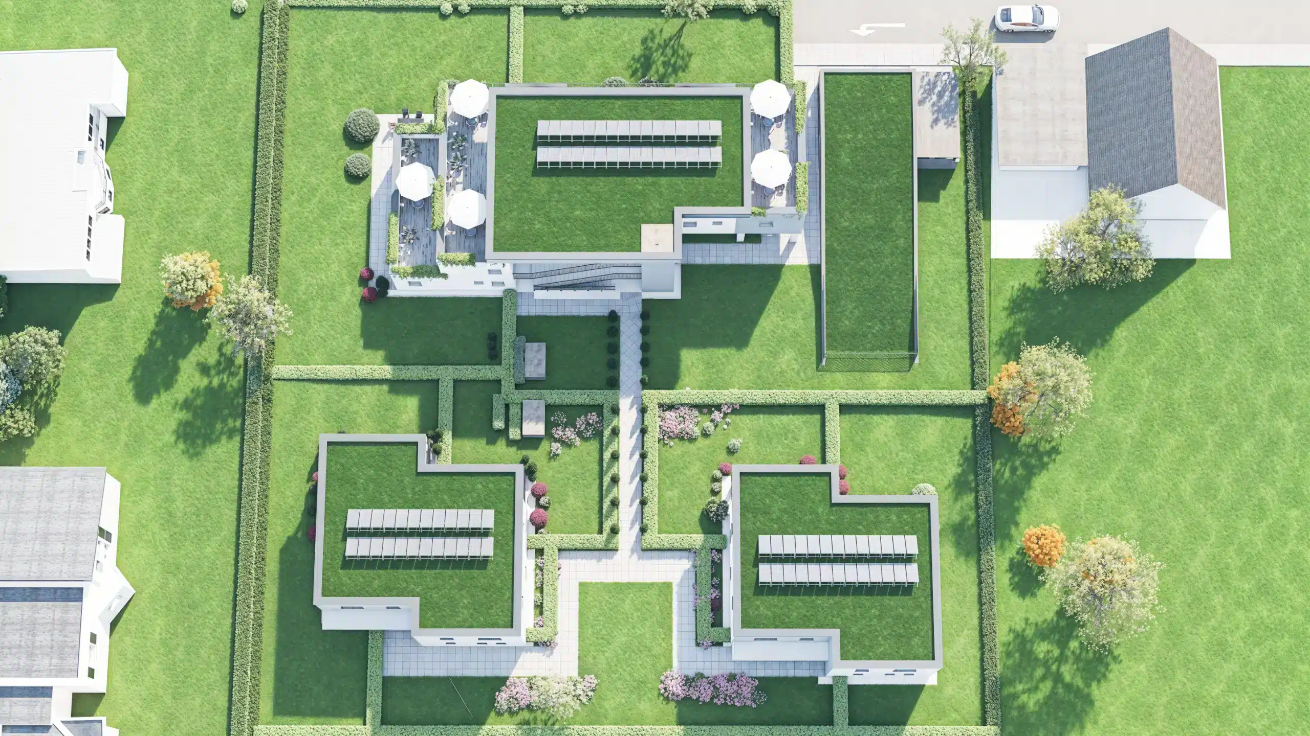 Topdownansicht Ullreichstraße Doppelhäuser Wohnbau